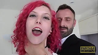 Redhead UK teen toughly banged and throat nailed